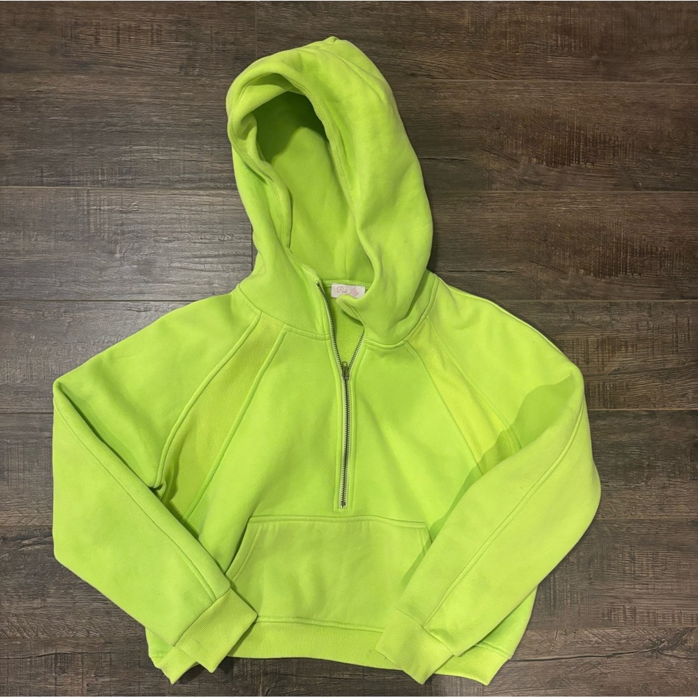 Neon cropped quarter zip